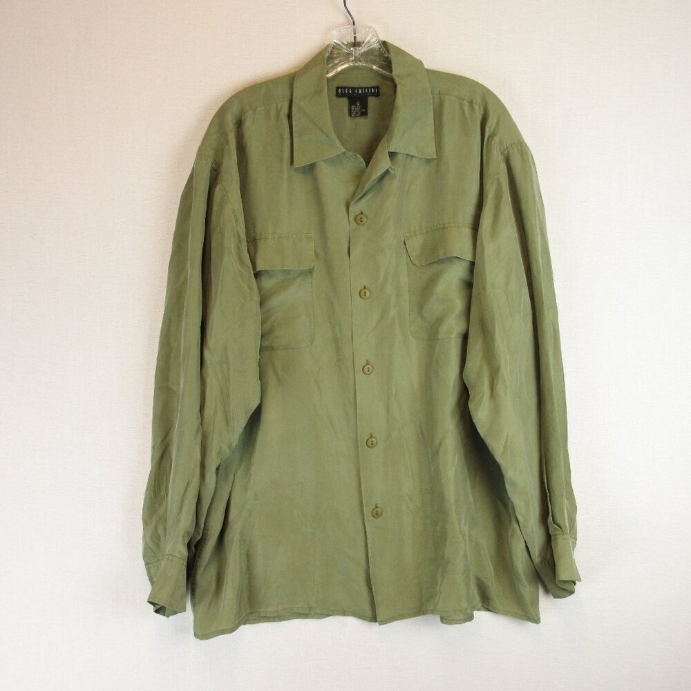 Oleg Cassini Oversized 100% Silk Shirt Size L Utility Unisex